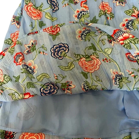 Loft Petites Size XXSP Light Blue Midi Dress with Flowers NWOT - Picture 8 of 8